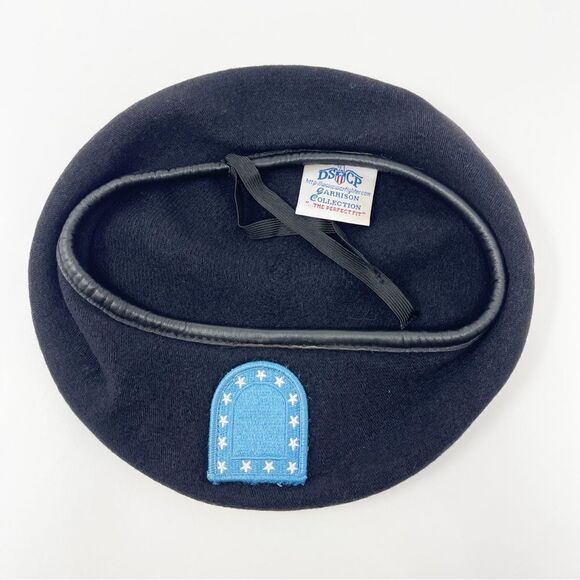 Vintage DSCP Military 100% Wool Black Military Beret Size 7 1/8 Made in USA Flaw - Picture 7 of 10